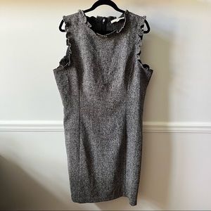 LOFT Ann Taylor Sheath ruffle edge dress gray size 18T